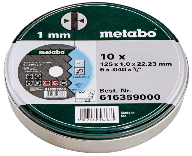 metabo-trennscheiben-sp-125-x-1-0-x-22-23-mm-inox-tf-41-10-st-ck-d-nne-edelstahl image 1