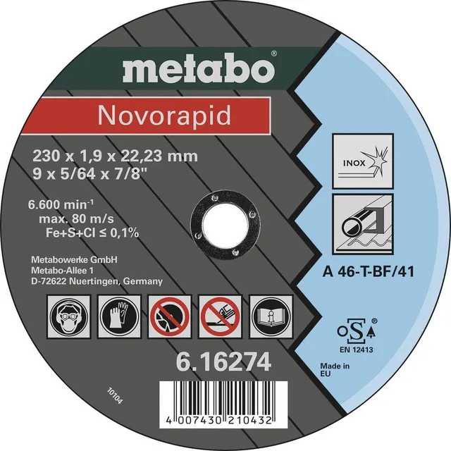 metabo-novorapid-trennscheibe-230-x-1-9-x-22-23-mm-inox-tf-41-616274000-25-st-ck image 1