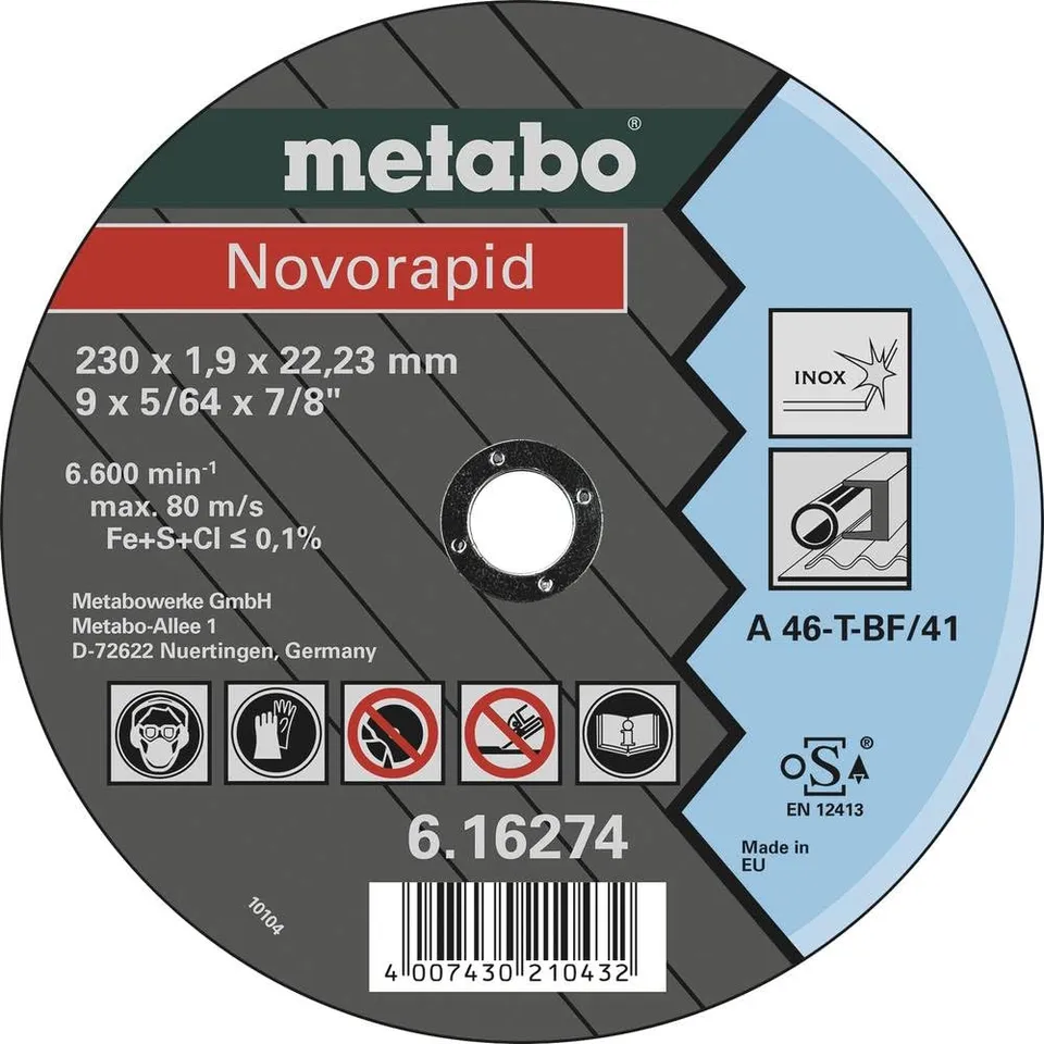 metabo-novorapid-trennscheibe-230-x-1-9-x-22-23-mm-inox-tf-41-616274000-25-st-ck image 1