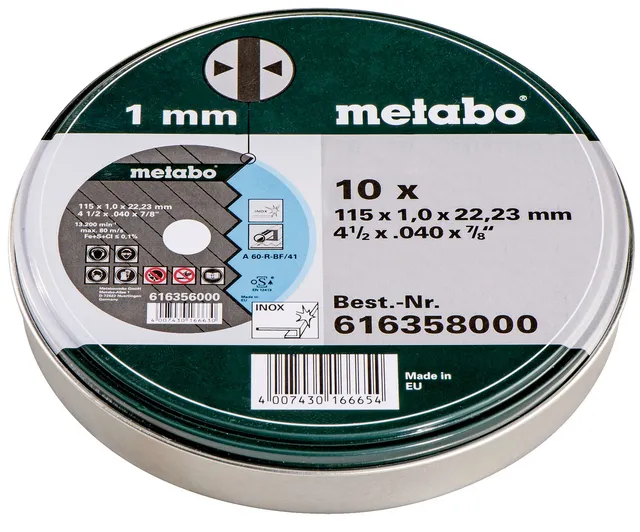 metabo-trennscheiben-sp-115-x-1-0-x-22-23-mm-inox-tf-41-616358000-10-st-ck-d-nne image 1