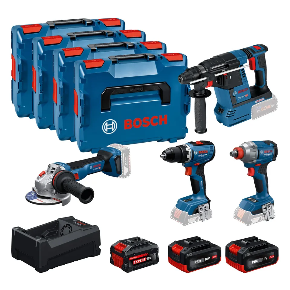 bosch-pro-18v-system-combo-kit-xl-gsr-18v-65-gdx-18v-285-gbh-18v-26-gws-18v-11-3 image 1