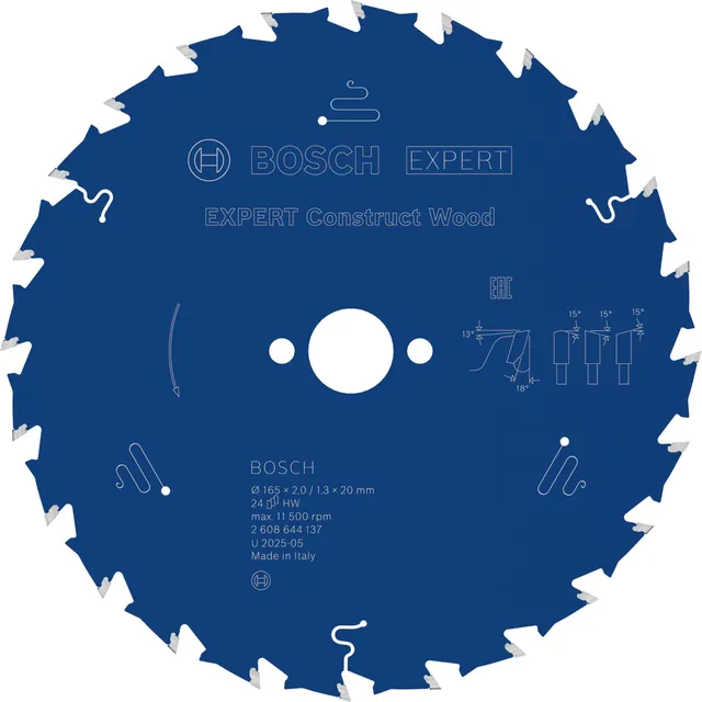 bosch-professional-expert-for-construct-wood-kreiss-geblatt-165-x-20-mm-24-z-hne image 1