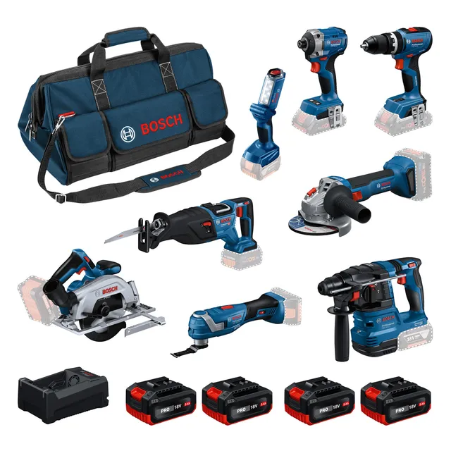 bosch-pro-18v-system-combo-kit-9-elektrowerkzeuge-gbh-18v-22-gws-18v-8-gdr-18v-2 image 1