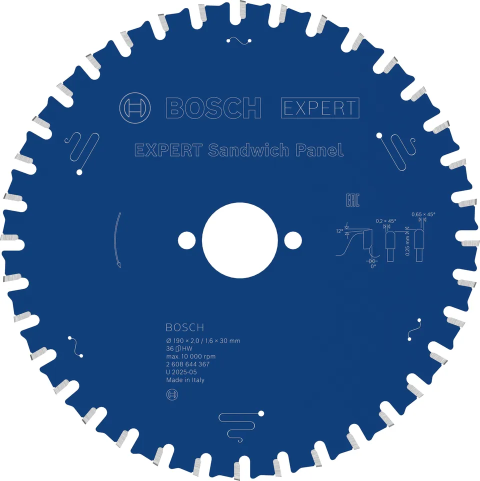 bosch-professional-expert-for-sandwich-panel-kreiss-geblatt-190-x-30-x-2-mm-36-z image 1