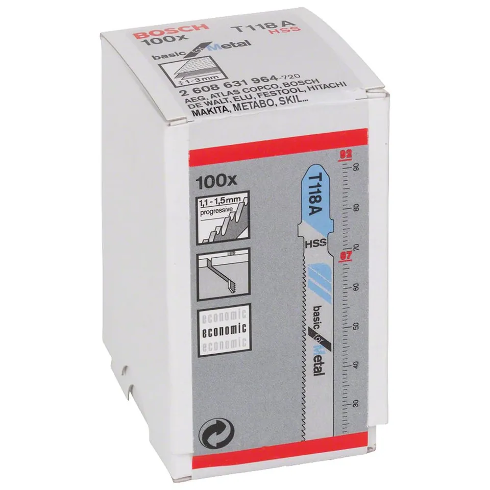 bosch-t-118-a-basic-for-metal-stichs-gebl-tter-100-st-ck-92-mm-hss-stahl-f-r-met image 1