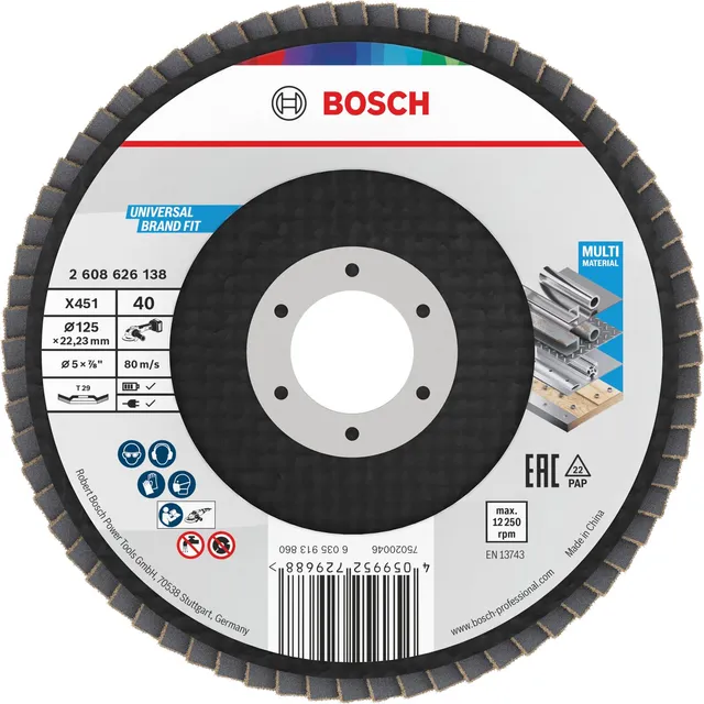 bosch-x451-f-cherschleifscheiben-set-15-tlg-k40-k60-125-x-22-23-mm-f-r-winkelsch image 1
