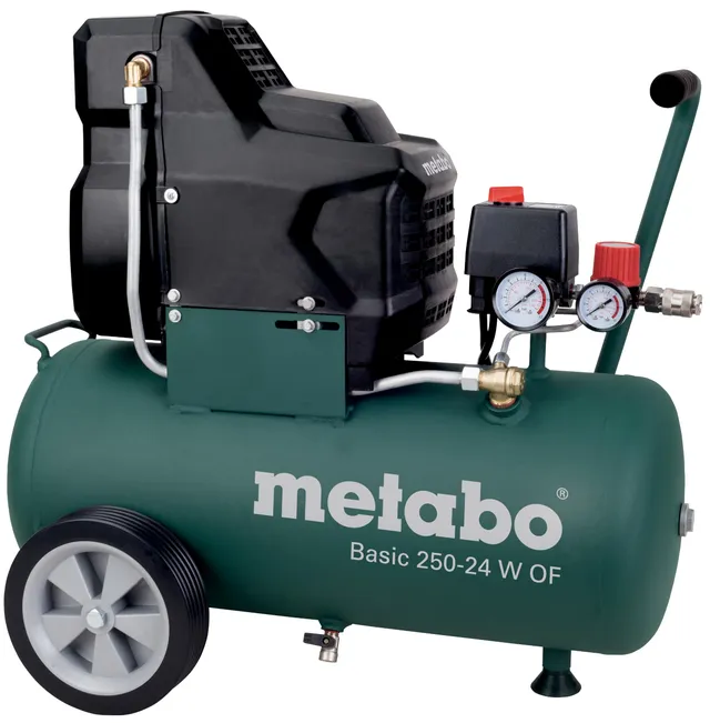 metabo-kompressor-basic-250-24-w-of-24-l-lfreier-druckluftkompressor-mit-manomet image 1