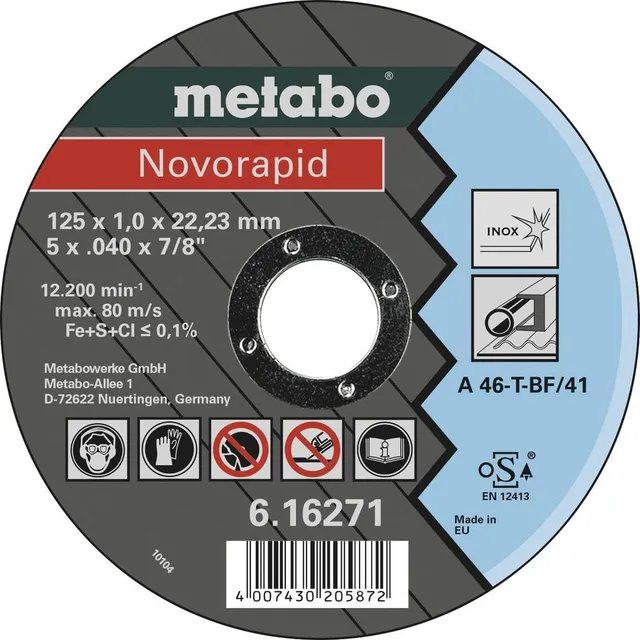 metabo-novorapid-trennscheibe-125-x-1-0-x-22-23-mm-inox-tf-41-gerade-ausf-hrung- image 1