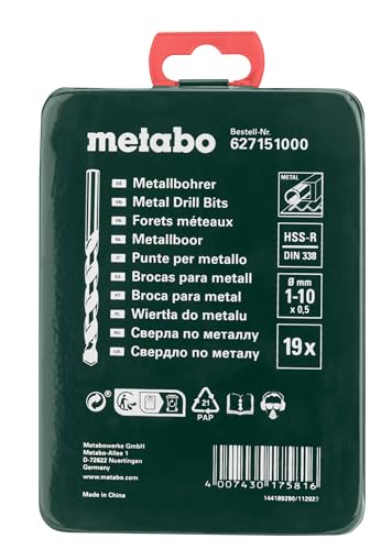 metabo-hss-r-bohrerkassette-sp-19-teiliges-metallbohrer-set-1-10-mm-rollgewalzte image 8