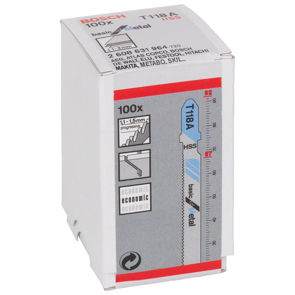 bosch-t-118-a-basic-for-metal-stichs-gebl-tter-100-st-ck-92-mm-hss-stahl-f-r-met image 1