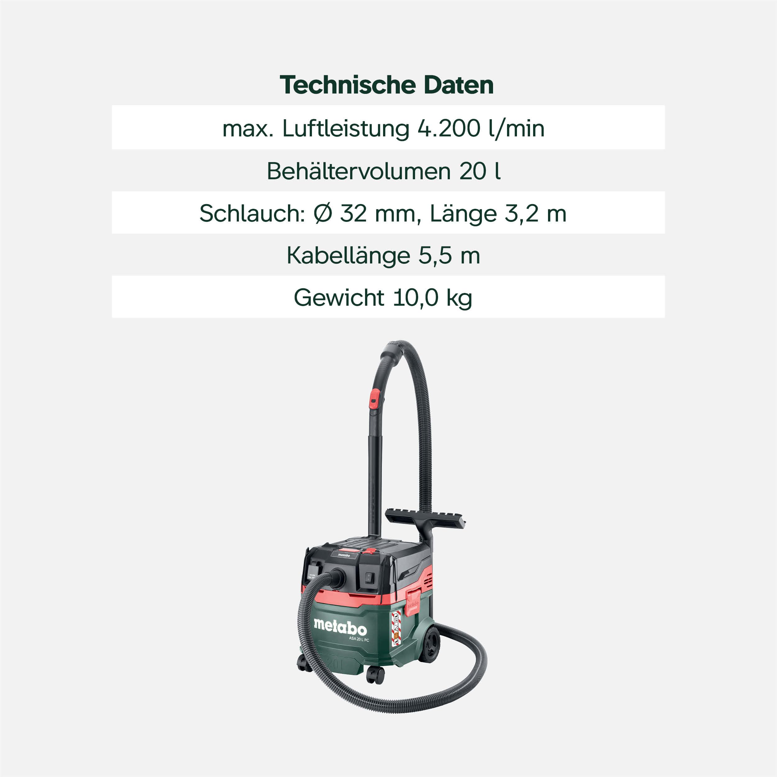 metabo-asa-20-l-pc-allessauger-nass-trockensauger-staubklasse-l-1200-w-20-l-beh- image 3