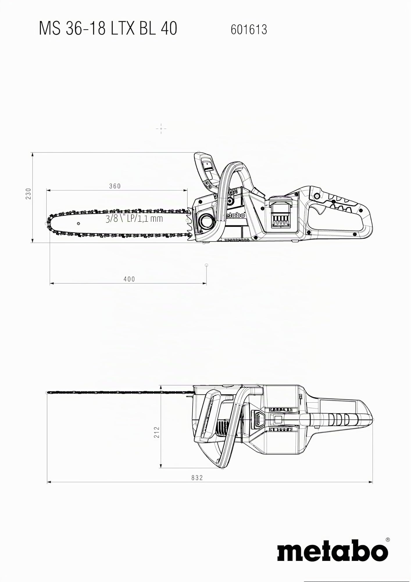 metabo-ms-36-18-ltx-bl-40-akku-kettens-ge-18-v-brushless-40-cm-schwert-oregon-ke image 2