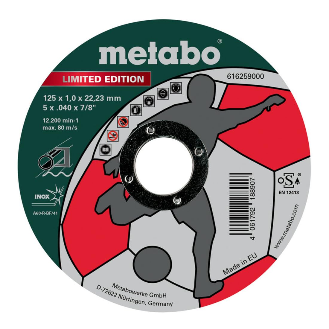 metabo-limited-edition-soccer-trennscheibe-125-x-1-0-x-22-23-mm-inox-tf-41-61625 image 1