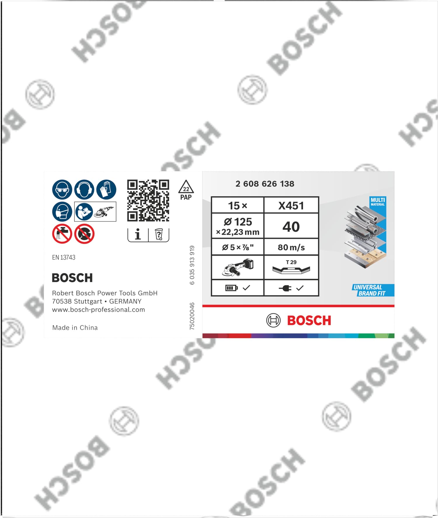 bosch-x451-f-cherschleifscheiben-set-15-tlg-k40-k60-125-x-22-23-mm-f-r-winkelsch image 2
