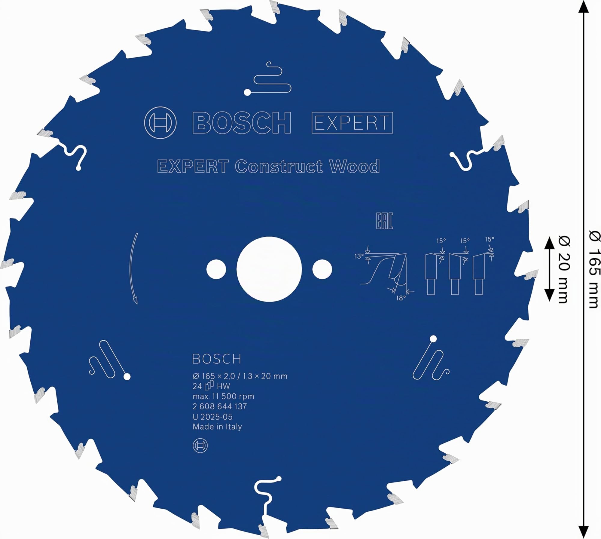 bosch-professional-expert-for-construct-wood-kreiss-geblatt-165-x-20-mm-24-z-hne image 3