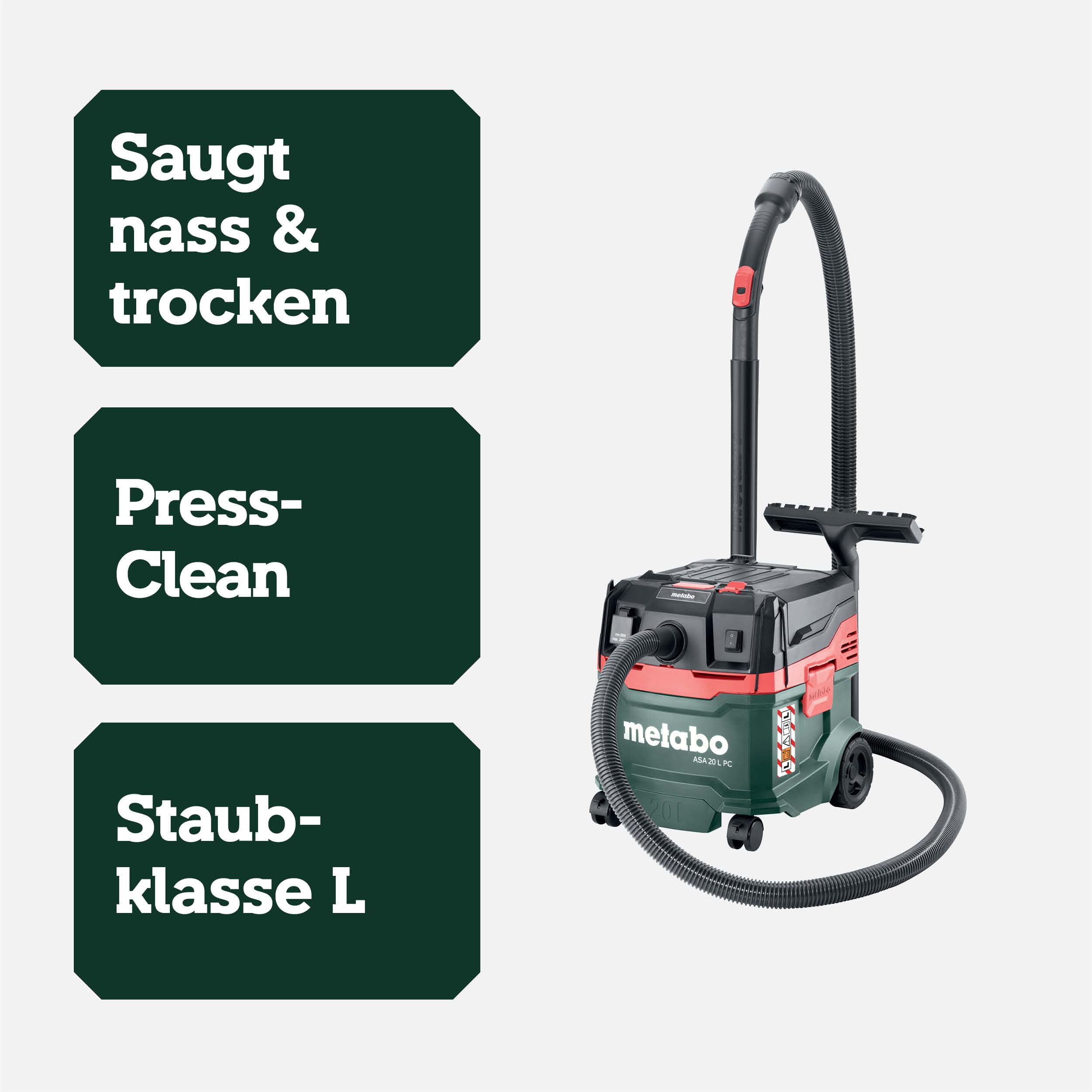 metabo-asa-20-l-pc-allessauger-nass-trockensauger-staubklasse-l-1200-w-20-l-beh- image 2
