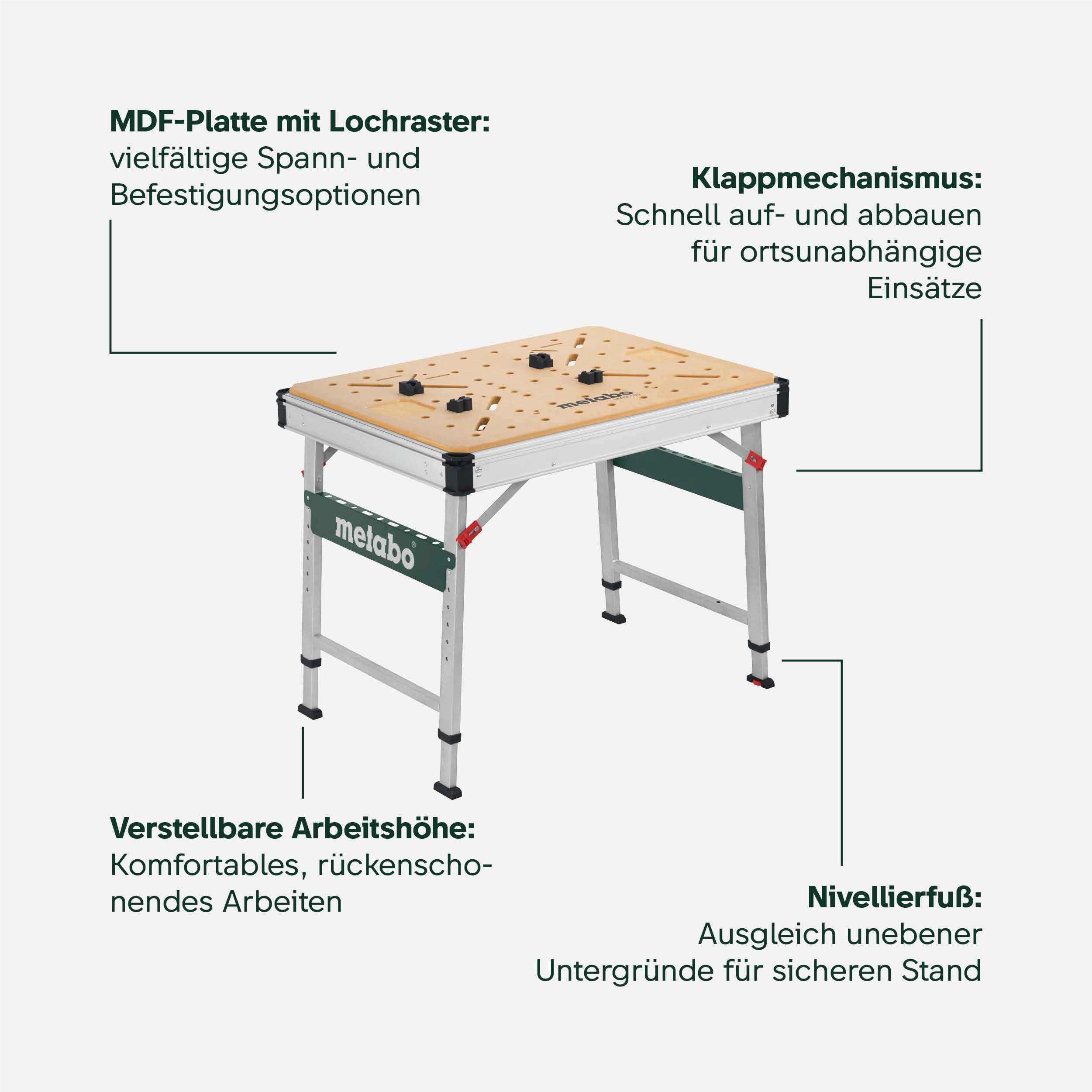 metabo-multifunktionstisch-mwb-100-klappbare-werkbank-mobiler-s-gebock-bis-120-k image 4