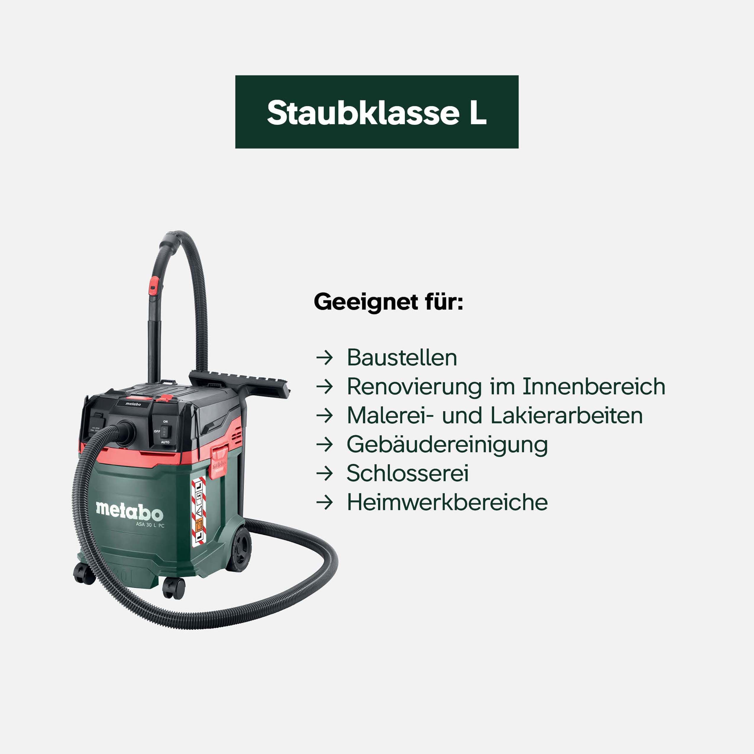 metabo-asa-30-l-pc-allessauger-nass-trockensauger-staubklasse-l-1200-w-pressclea image 6