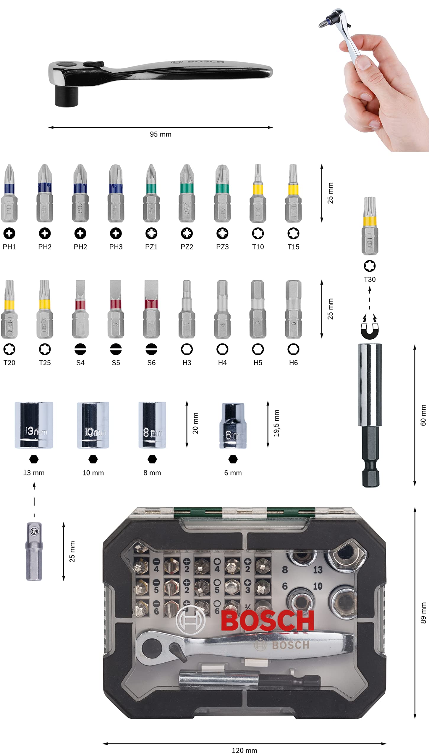 bosch-26-teiliges-schrauberbit-und-ratschen-set-mit-universalhalter-steckadapter image 2