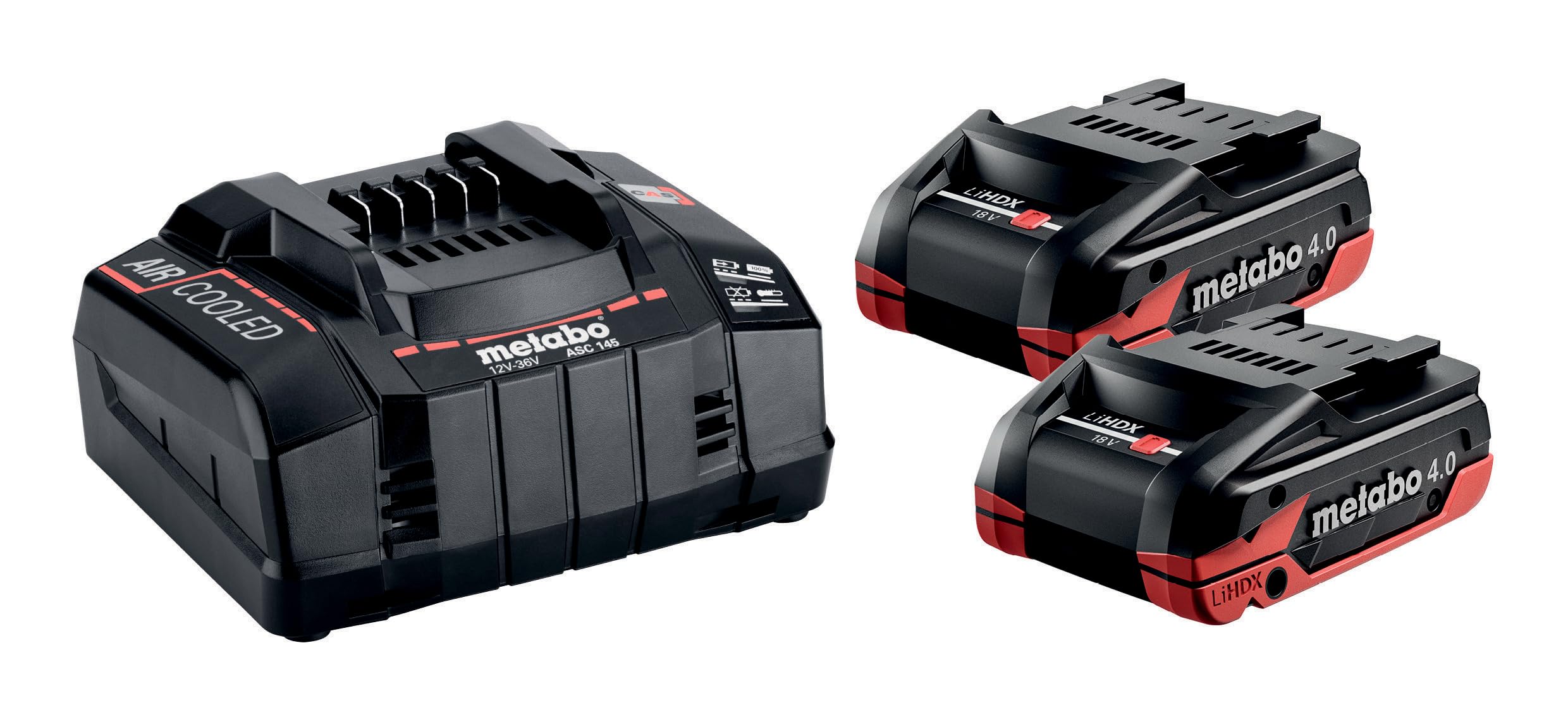 metabo-basis-set-mit-2x-lihdx-4-0-ah-akku-18-v-tabless-technologie-und-asc-145-s image 1