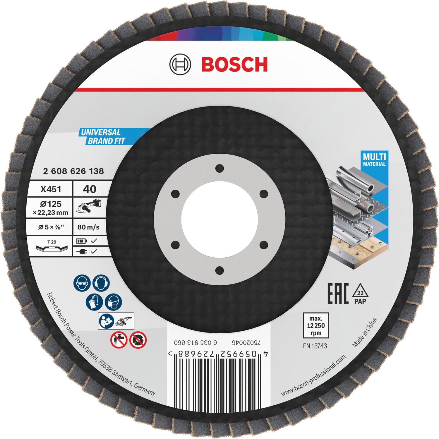 bosch-x451-f-cherschleifscheiben-set-15-tlg-k40-k60-125-x-22-23-mm-f-r-winkelsch image 1