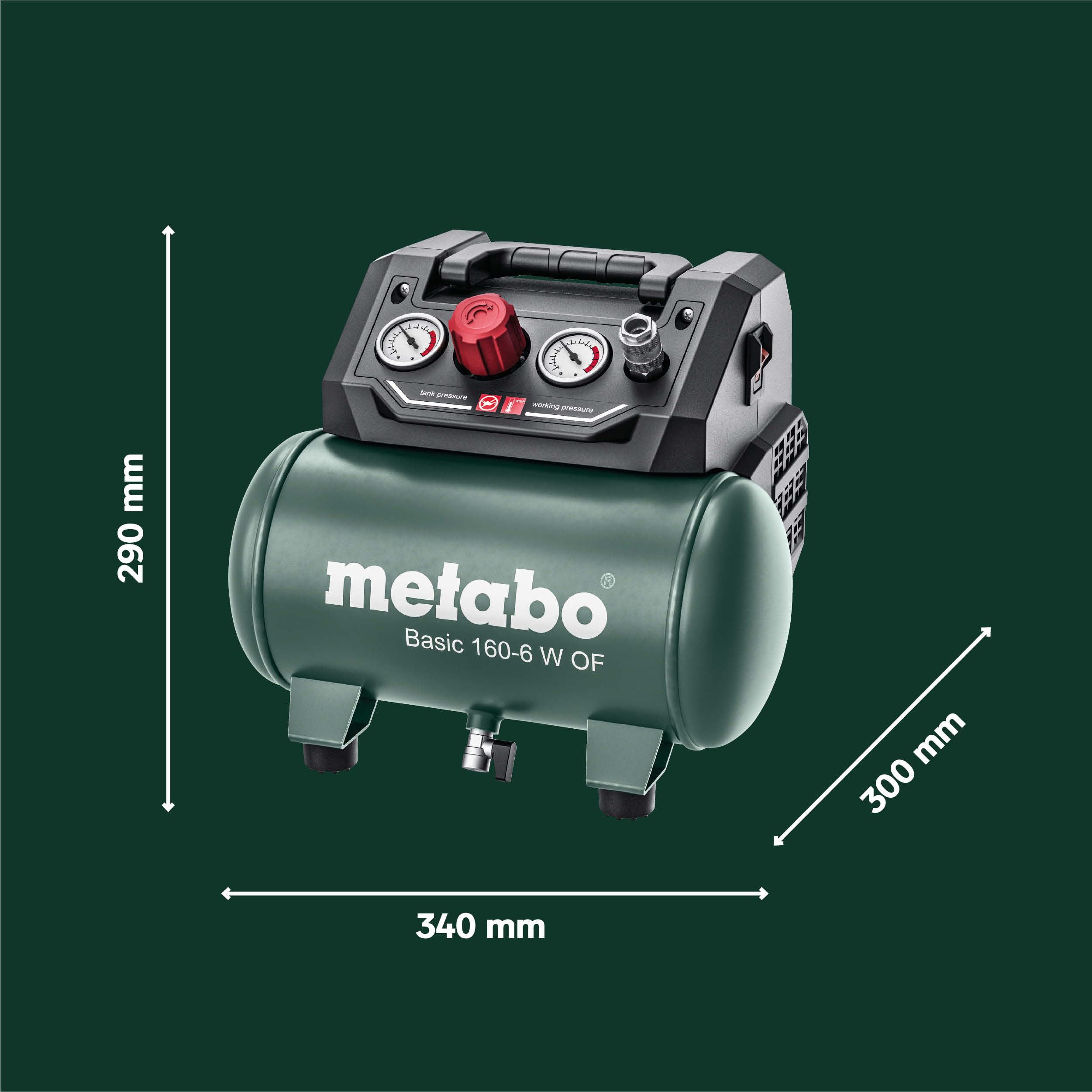 metabo-kompressor-basic-160-6-w-of-6-l-lfreier-druckluftkompressor-8-bar-klappba image 5