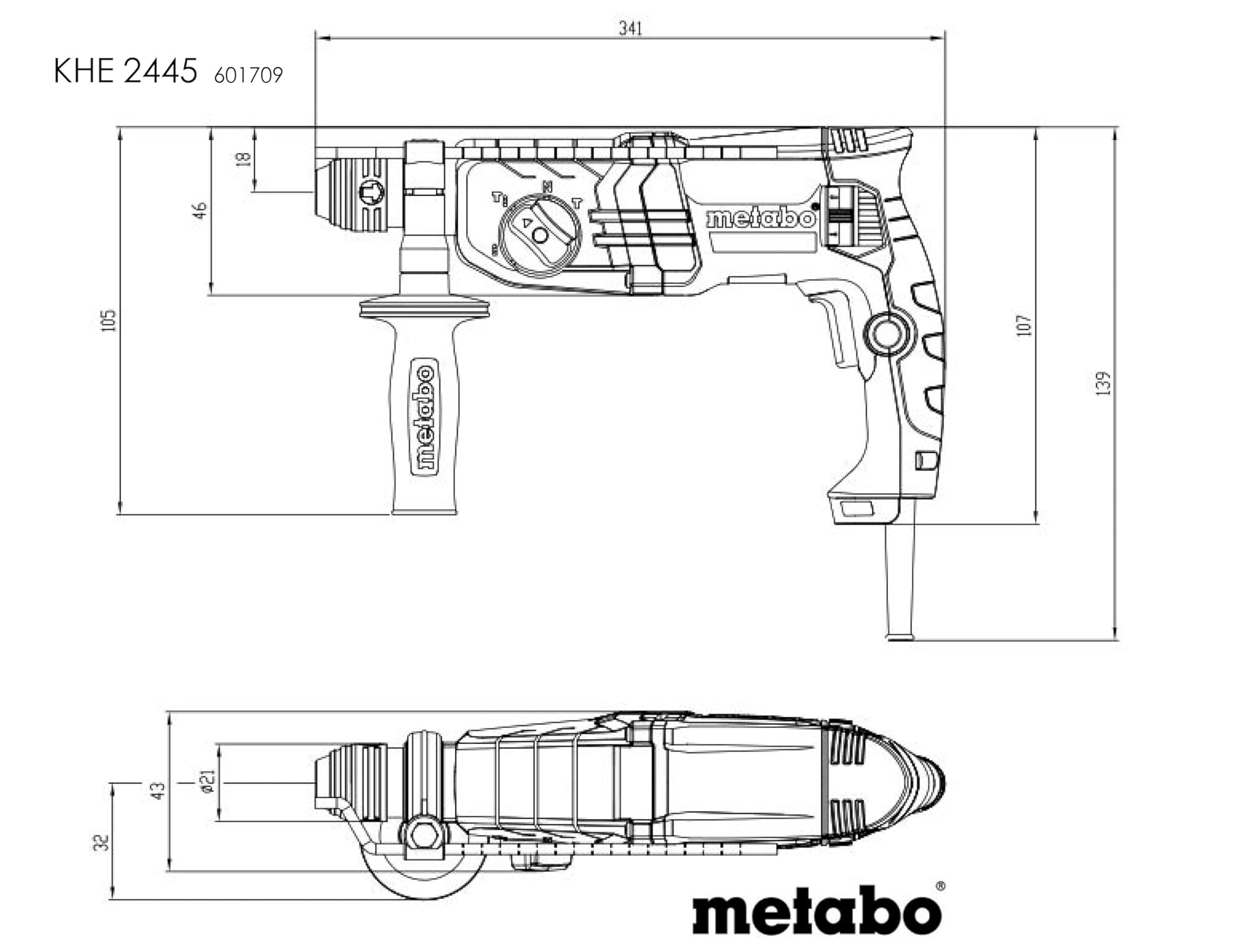 metabo-kombihammer-khe-2445-netz-kombihammer-mit-sds-plus-hammerbohren-bohren-un image 2