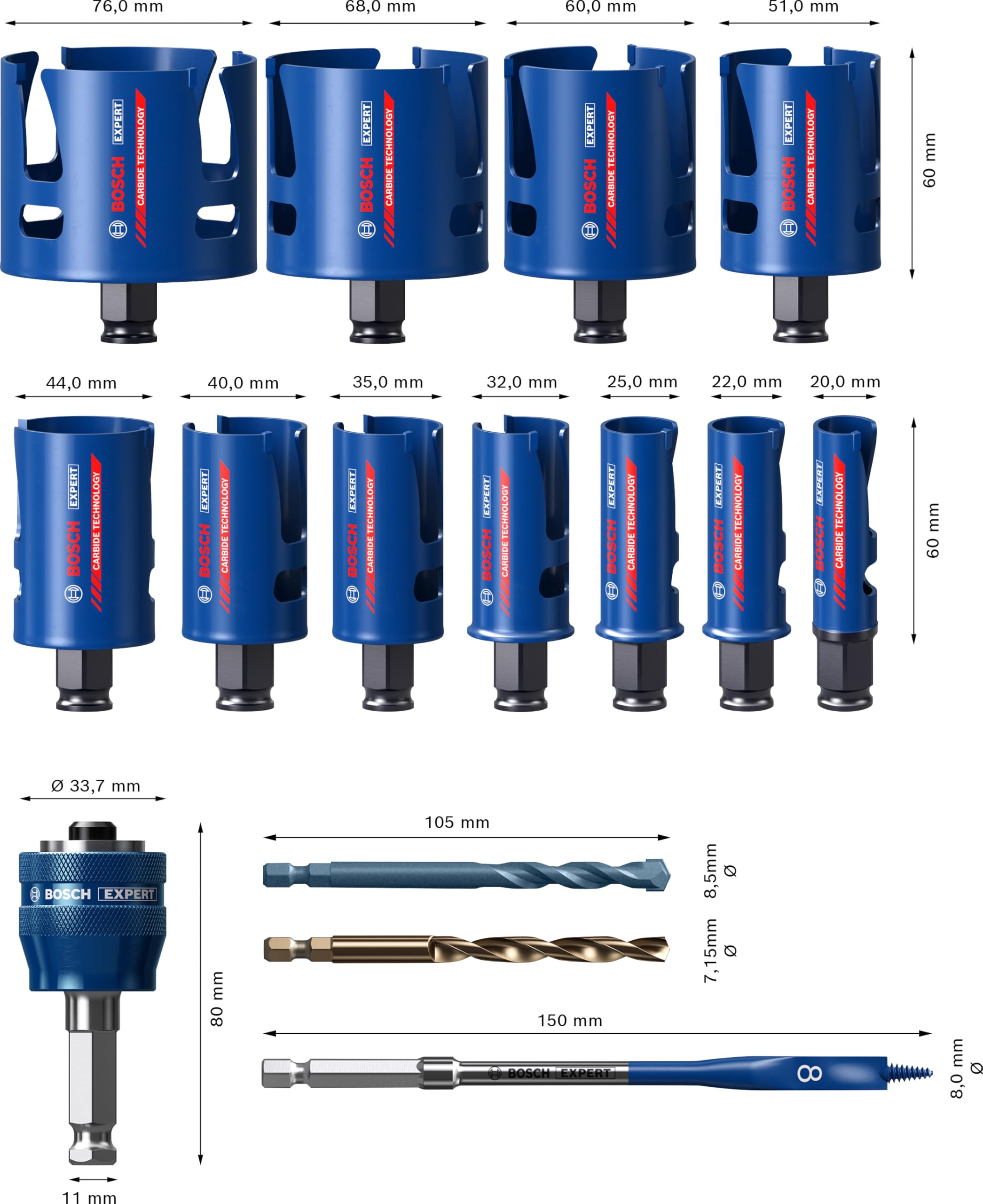 bosch-accessories-11x-expert-construction-material-lochs-ge-set-20-76-mm-carbide image 3