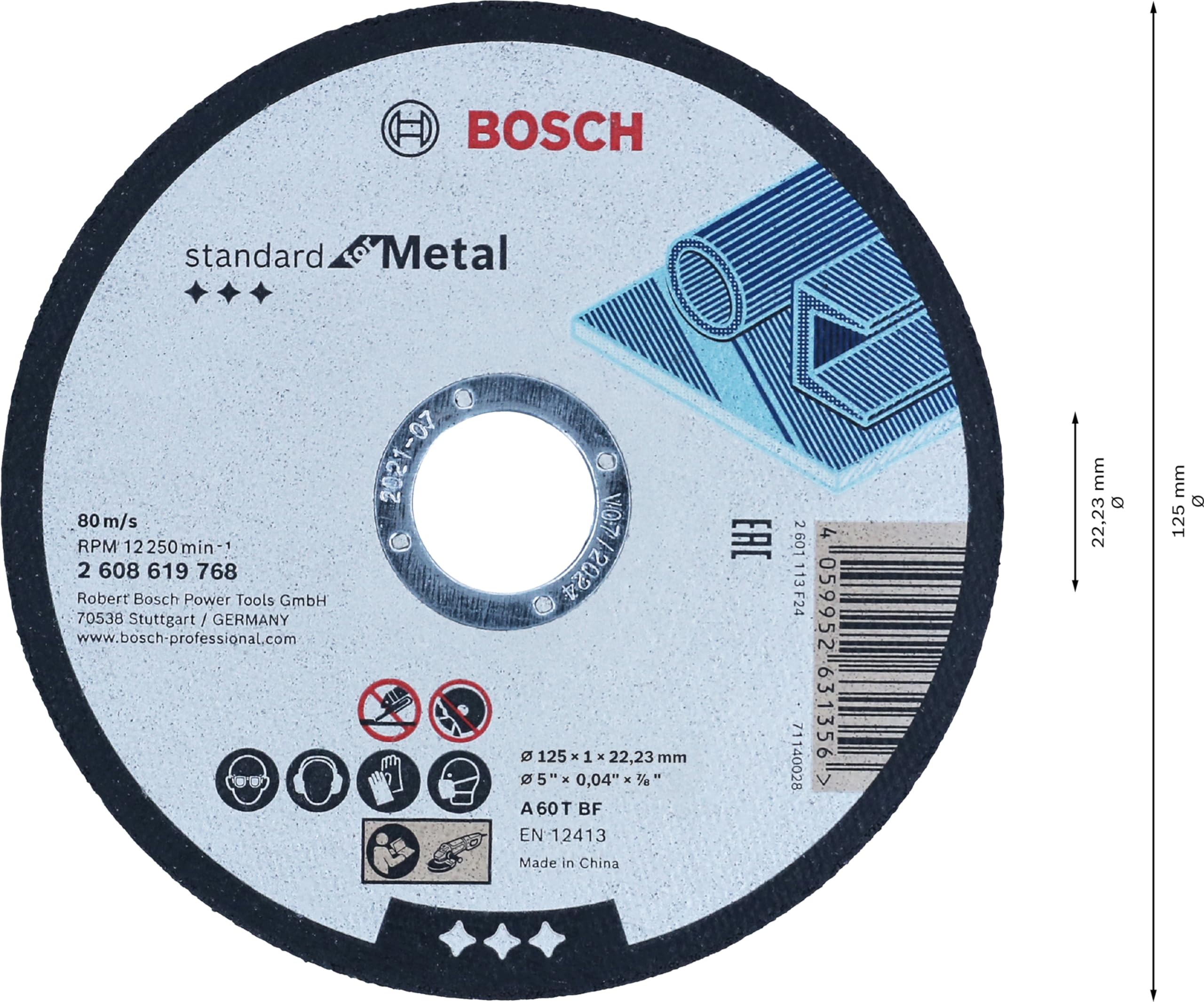 bosch-100x-trennscheibe-standard-for-metal-125-mm-gerader-schnitt-m14-f-r-metall image 2