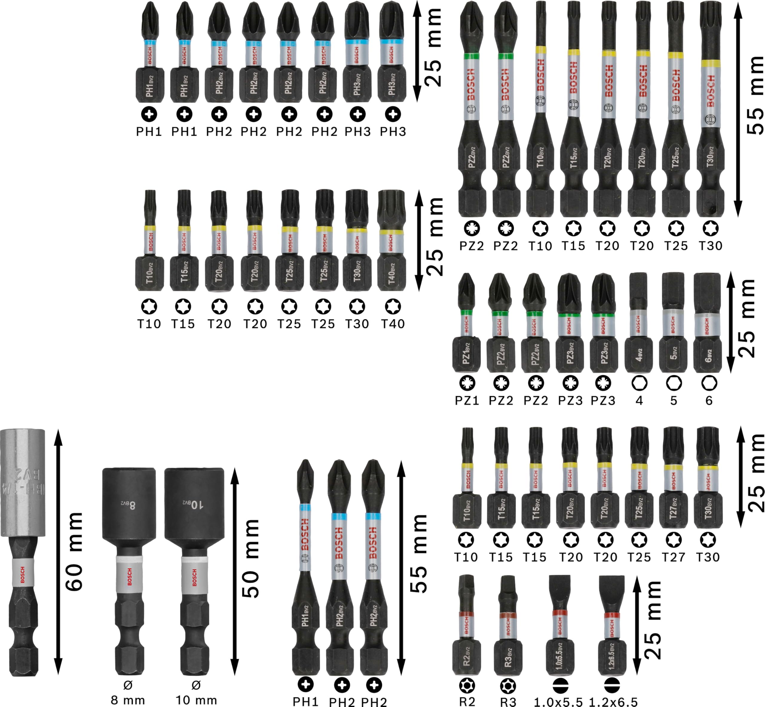 bosch-professional-50x-pro-impact-set-50-tlg-schlagfeste-schrauberbits-1-4-sechs image 3