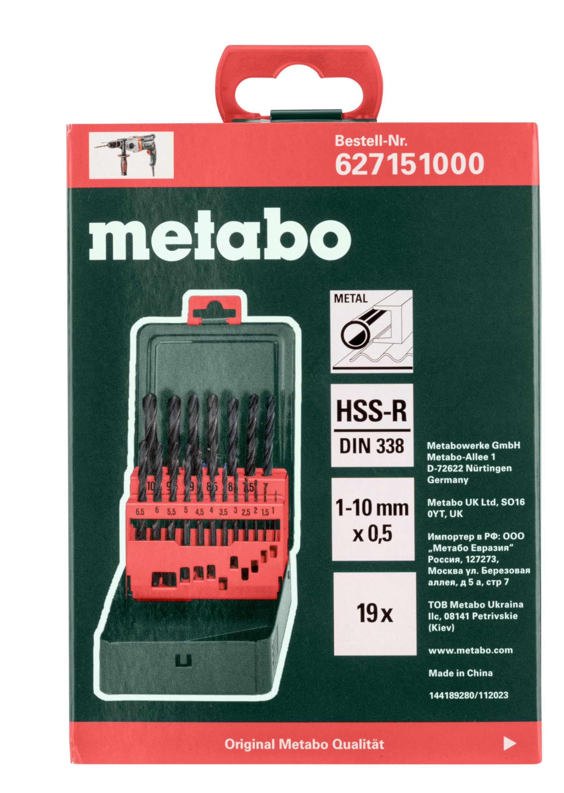metabo-hss-r-bohrerkassette-sp-19-teiliges-metallbohrer-set-1-10-mm-rollgewalzte image 3