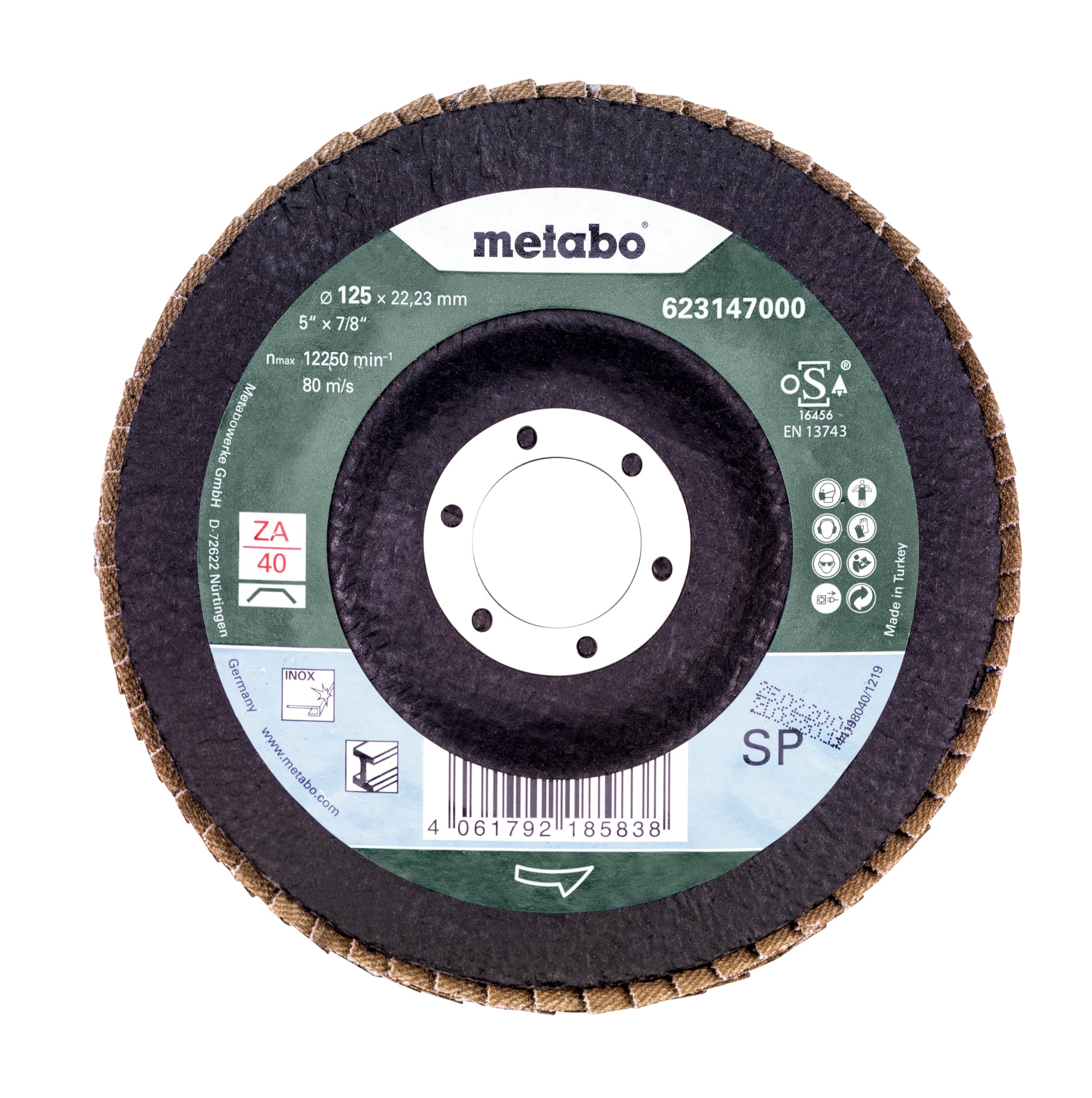 metabo-lamellenschleifteller-125-mm-p-40-zirkonkorund-sp-623147000-schr-g-10er-p image 2