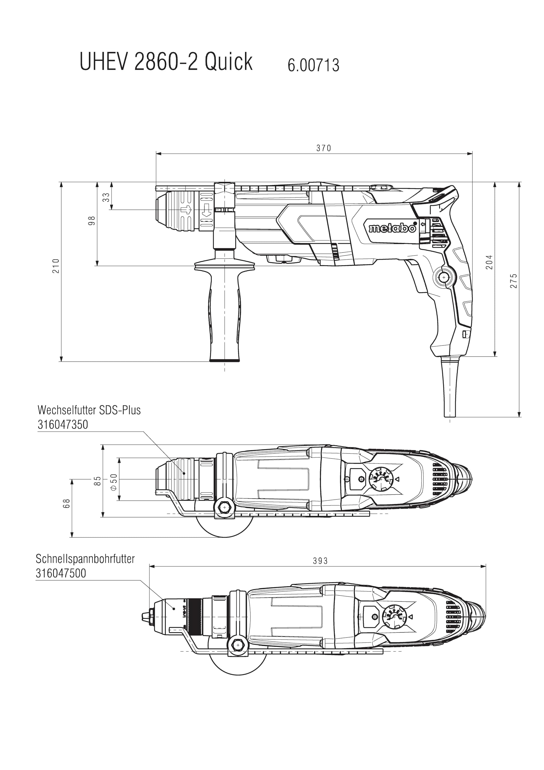metabo-multihammer-uhev-2860-2-quick-sds-plus-schlagbohrhammer-mei-elhammer-mit- image 2