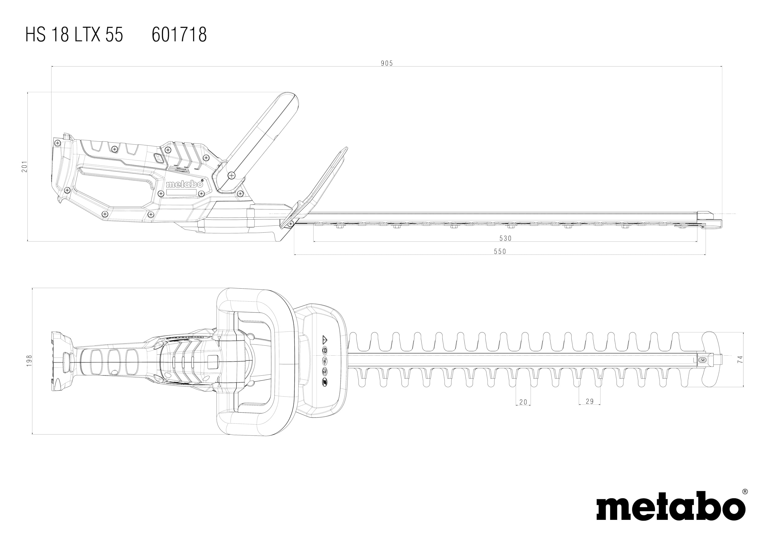 metabo-hs-18-ltx-55-akku-heckenschere-18-v-strauchschere-solo-mit-55-cm-schnittl image 2