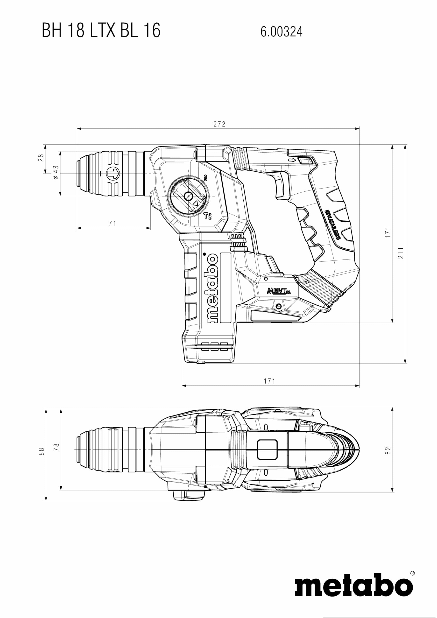 metabo-akku-bohrhammer-bh-18-ltx-bl-16-600324850-sds-plus-brushless-18-v-ohne-ak image 2